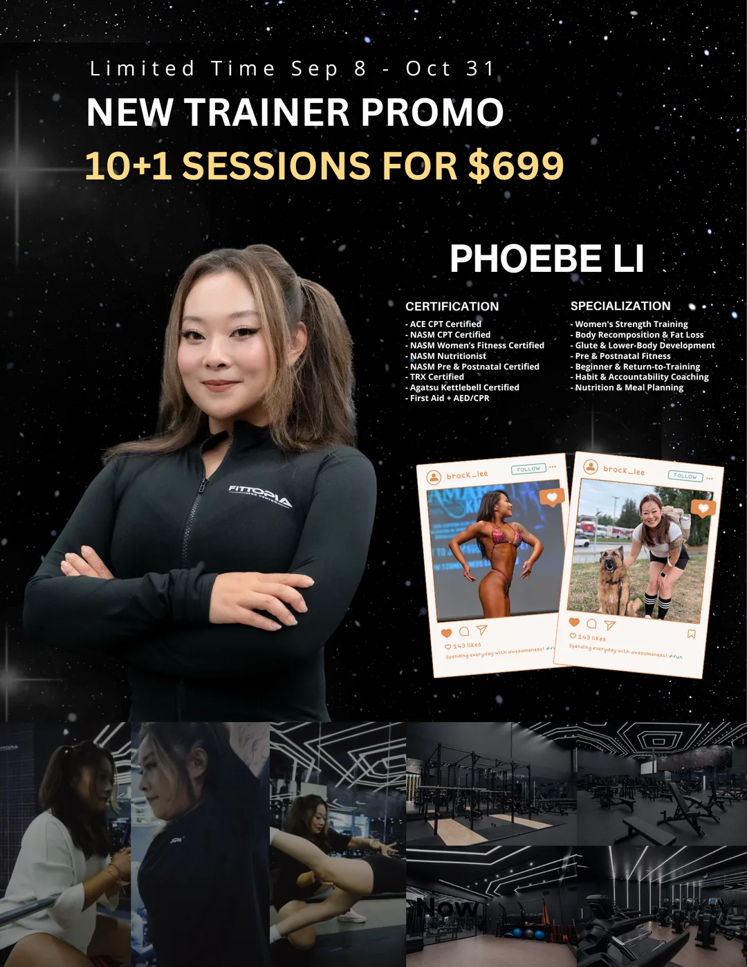 New Trainer Promo · 10+1 Personal Training sessions with Phoebe Li for $699